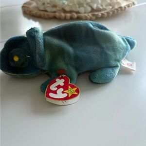 Ty Rainbow Chameleon Plush Beanie Baby with Blue and Green-Rainbow 1997